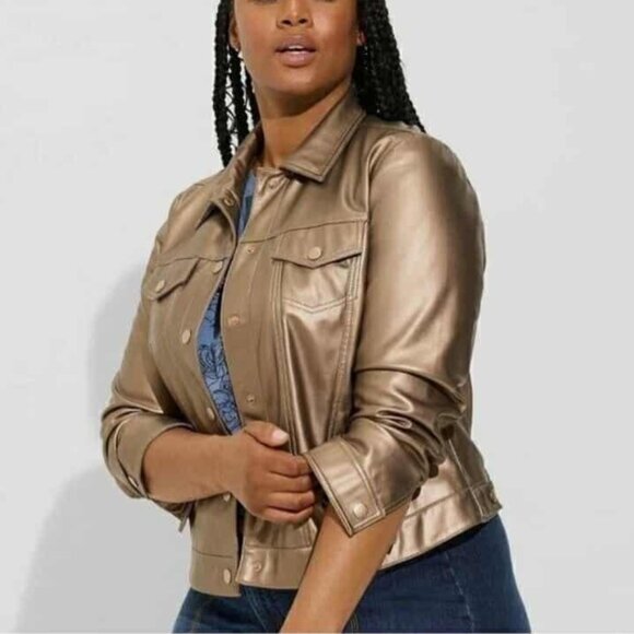 NWOT torrid 4 faux leather trucker jacket - Picture 1 of 6
